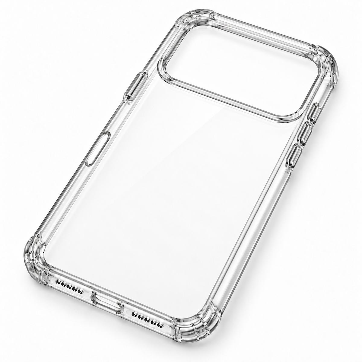 Transparent iPhone Case with Raised Camera Surround and Covered Buttons