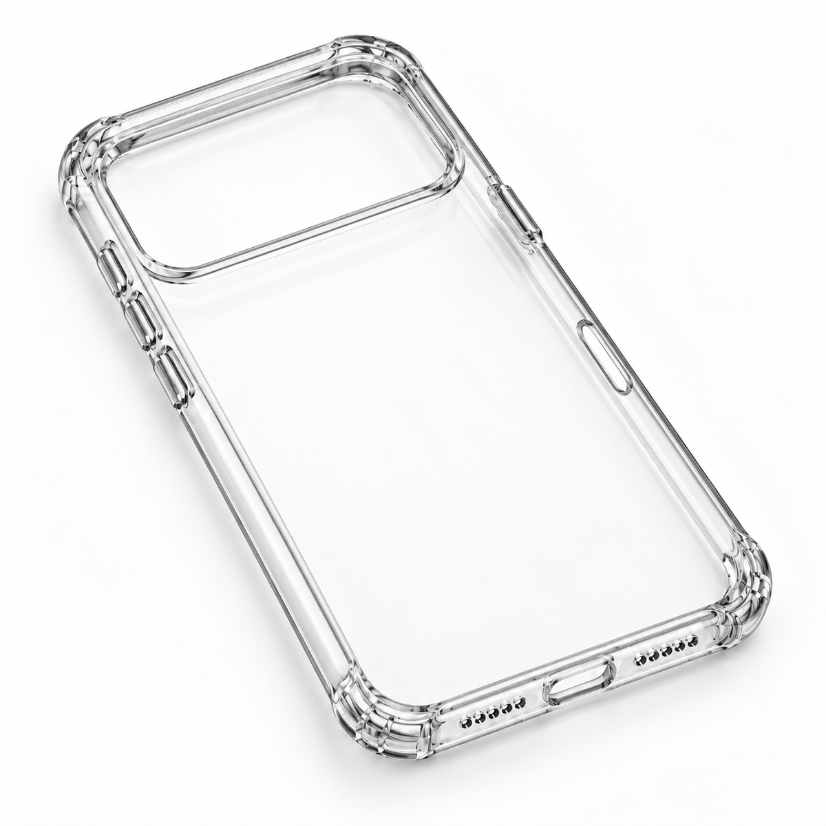 Transparent iPhone Case with Raised Camera Surround and Covered Buttons