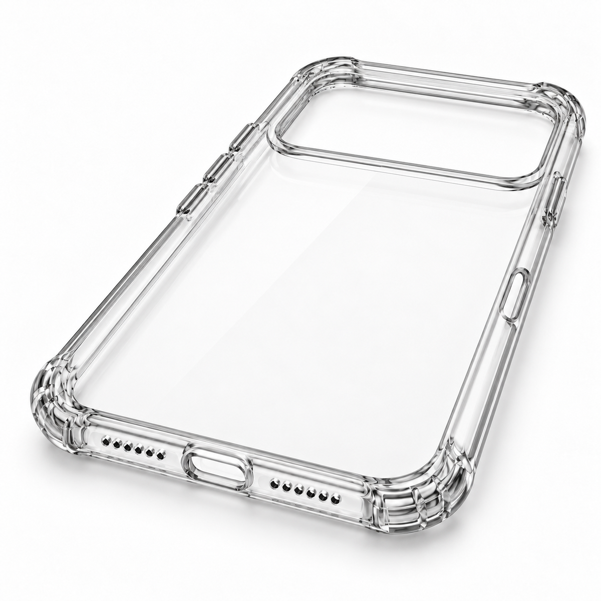 Transparent iPhone Case with Raised Camera Surround and Covered Buttons